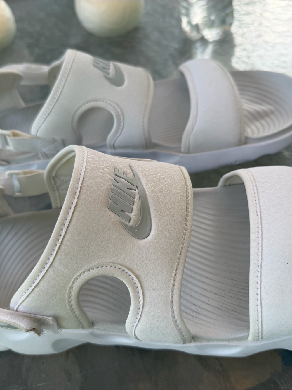 Nike White Women's Athletic Slide Sandals - Picture 5 of 16